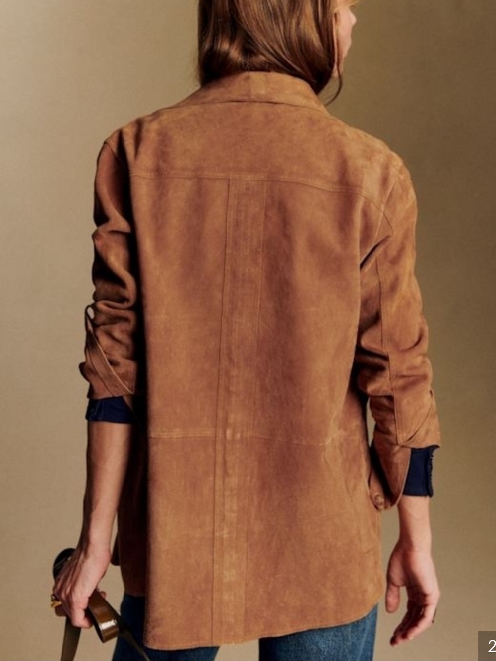 Sezane Suede Button-Front Jacket - Brown - Picture 2 of 5